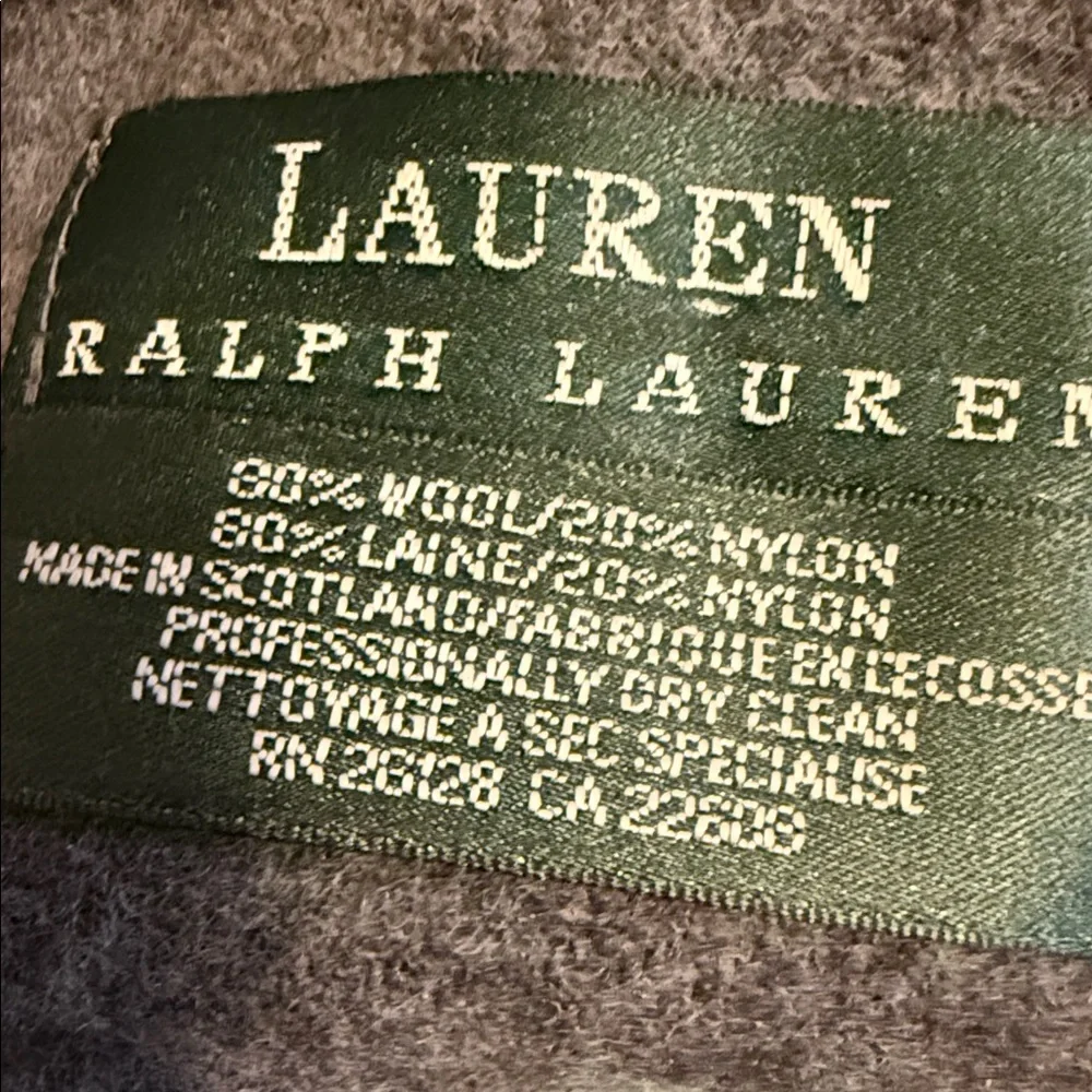 Lauren Ralph Lauren Brown Fringe Wool Blend Scarf with Gold Crest